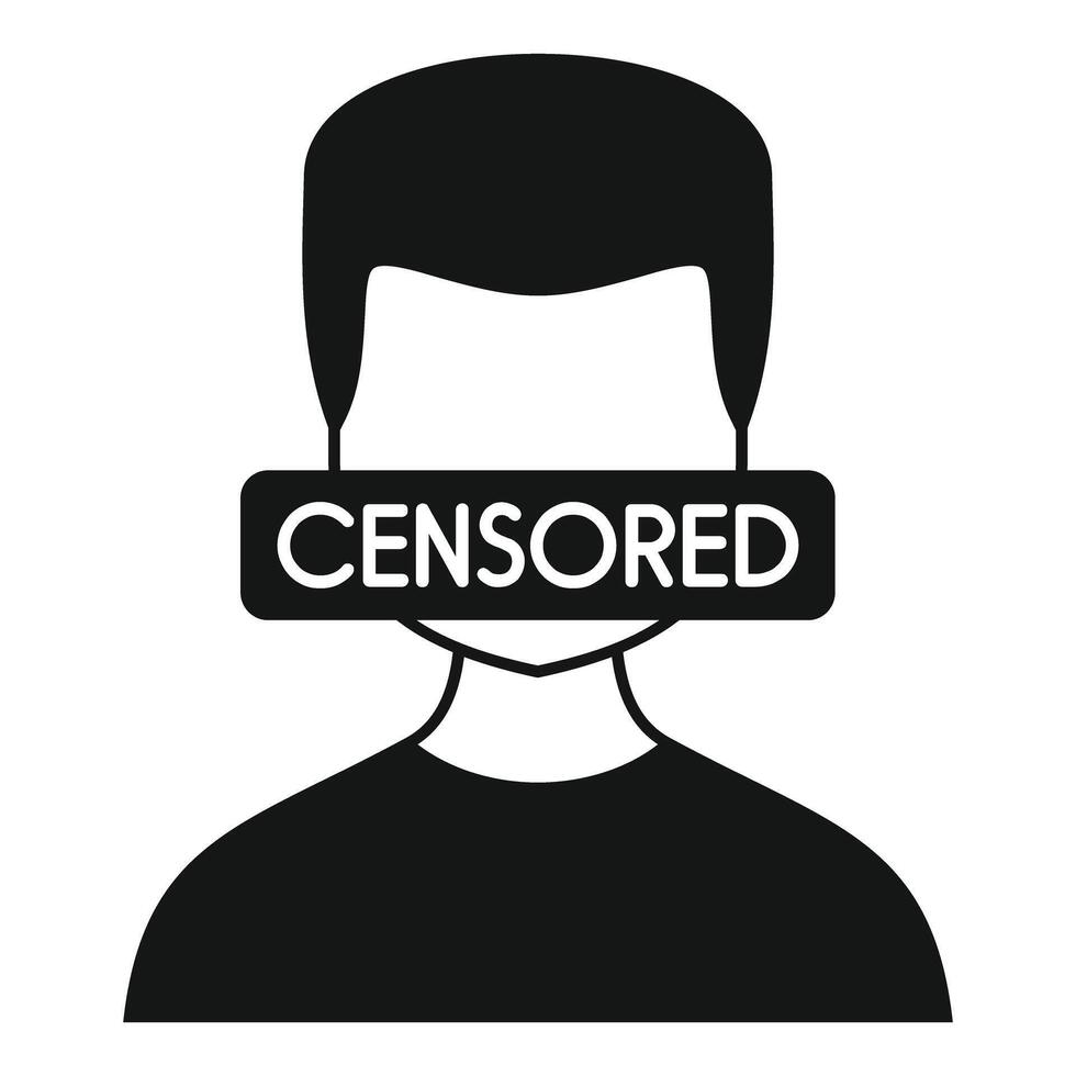 Censored person covering face with sign representing censorship and freedom of speech limitation vector