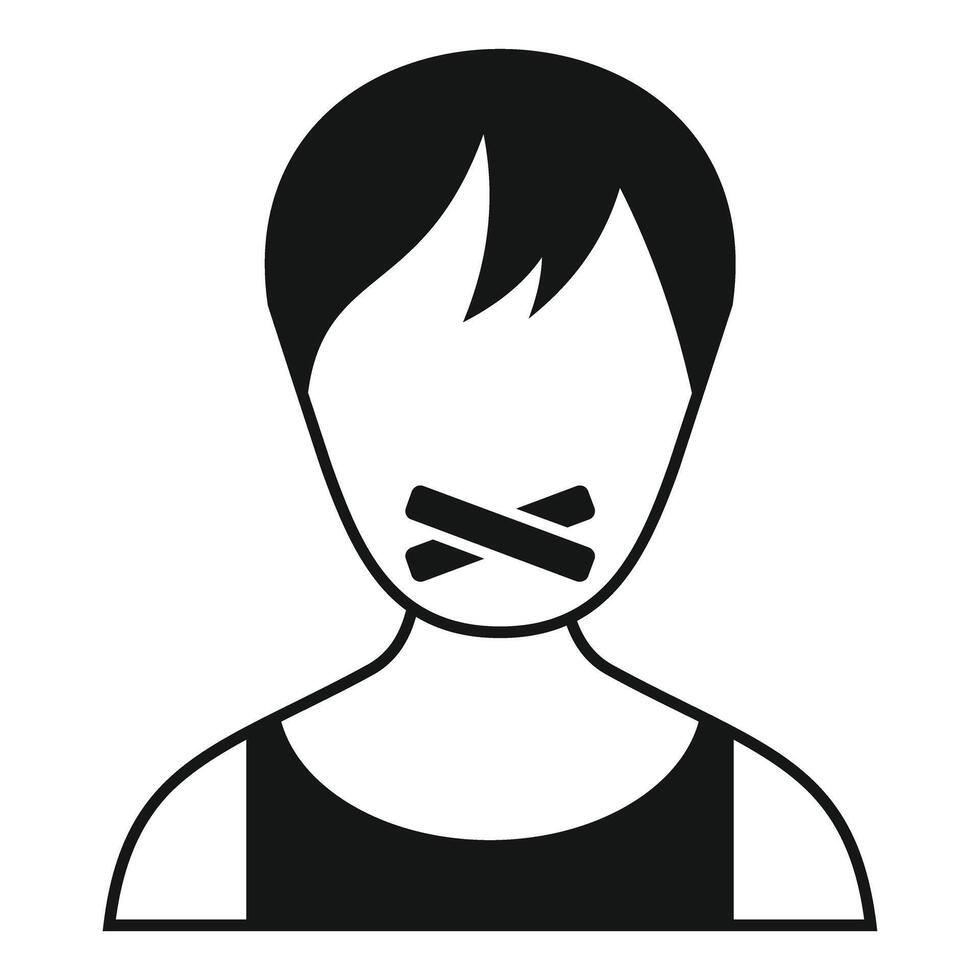 Woman with taped mouth is silenced and unable to speak vector