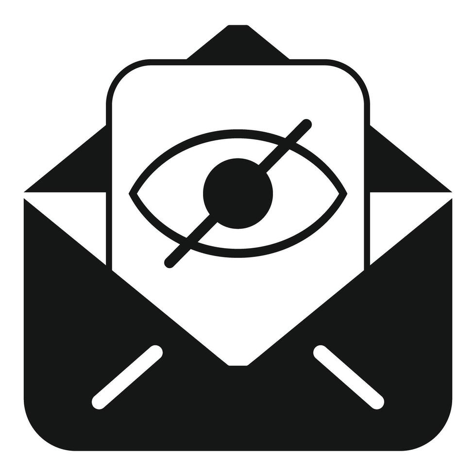 Hiding mail content, email with blocked eye icon depicting privacy vector