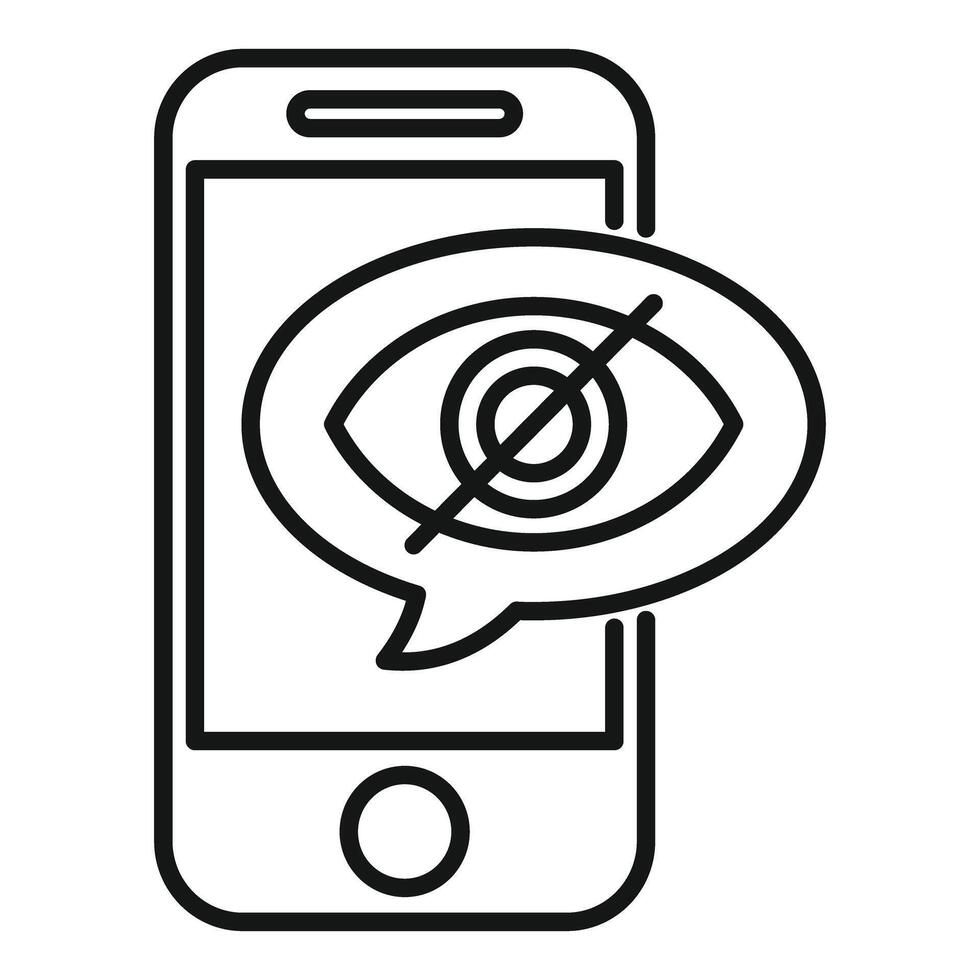 Smartphone showing hidden eye in speech bubble, privacy and invisibility concept vector