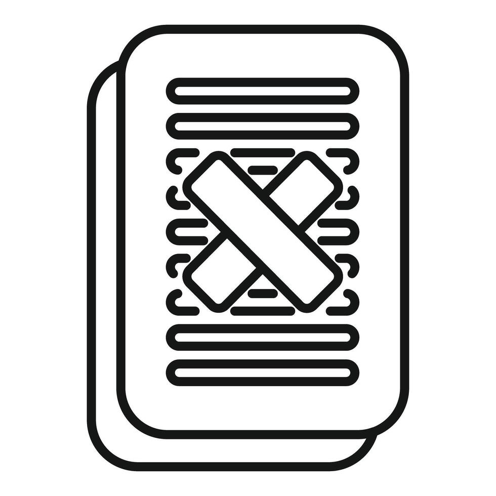 Rejected document with crossed out lines icon showing disapproval vector