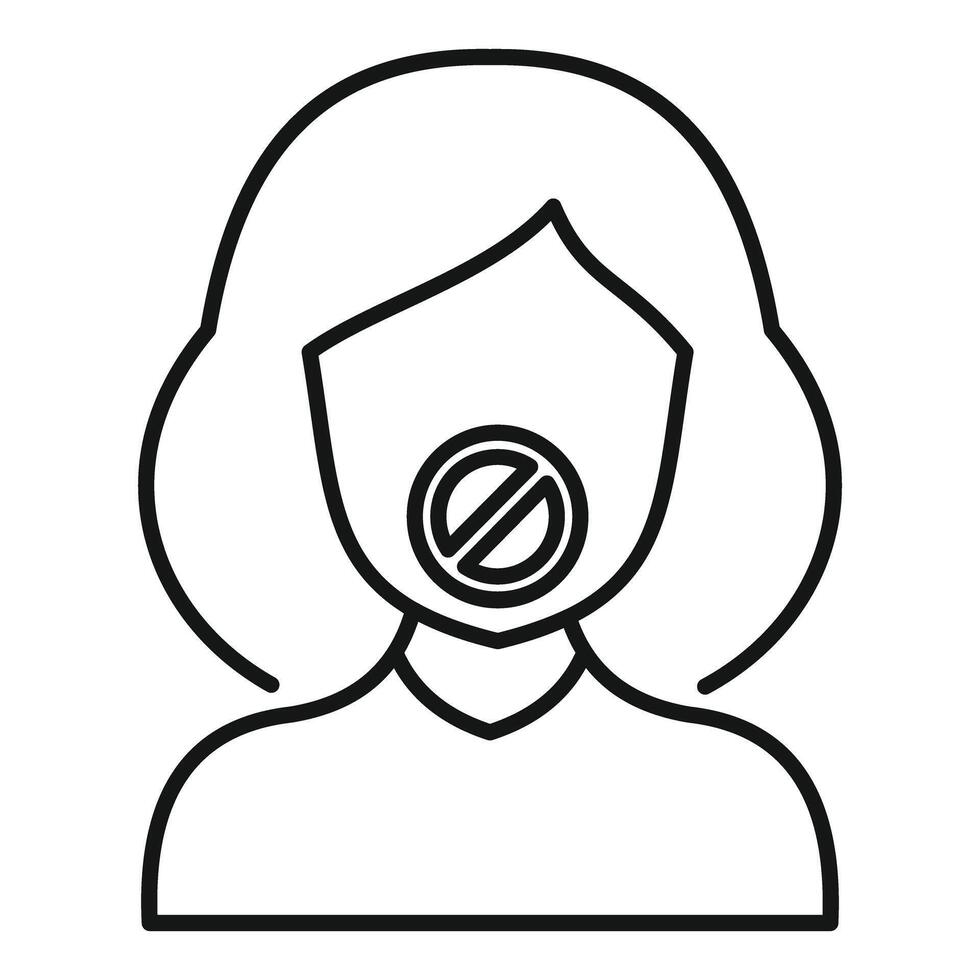 Woman with crossed out mouth showing censorship and freedom of speech issues vector