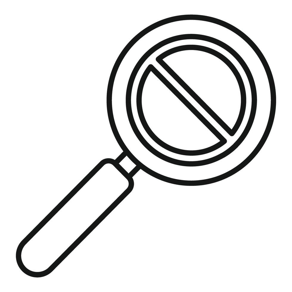 Magnifying glass showing blocked symbol for censorship or no result vector
