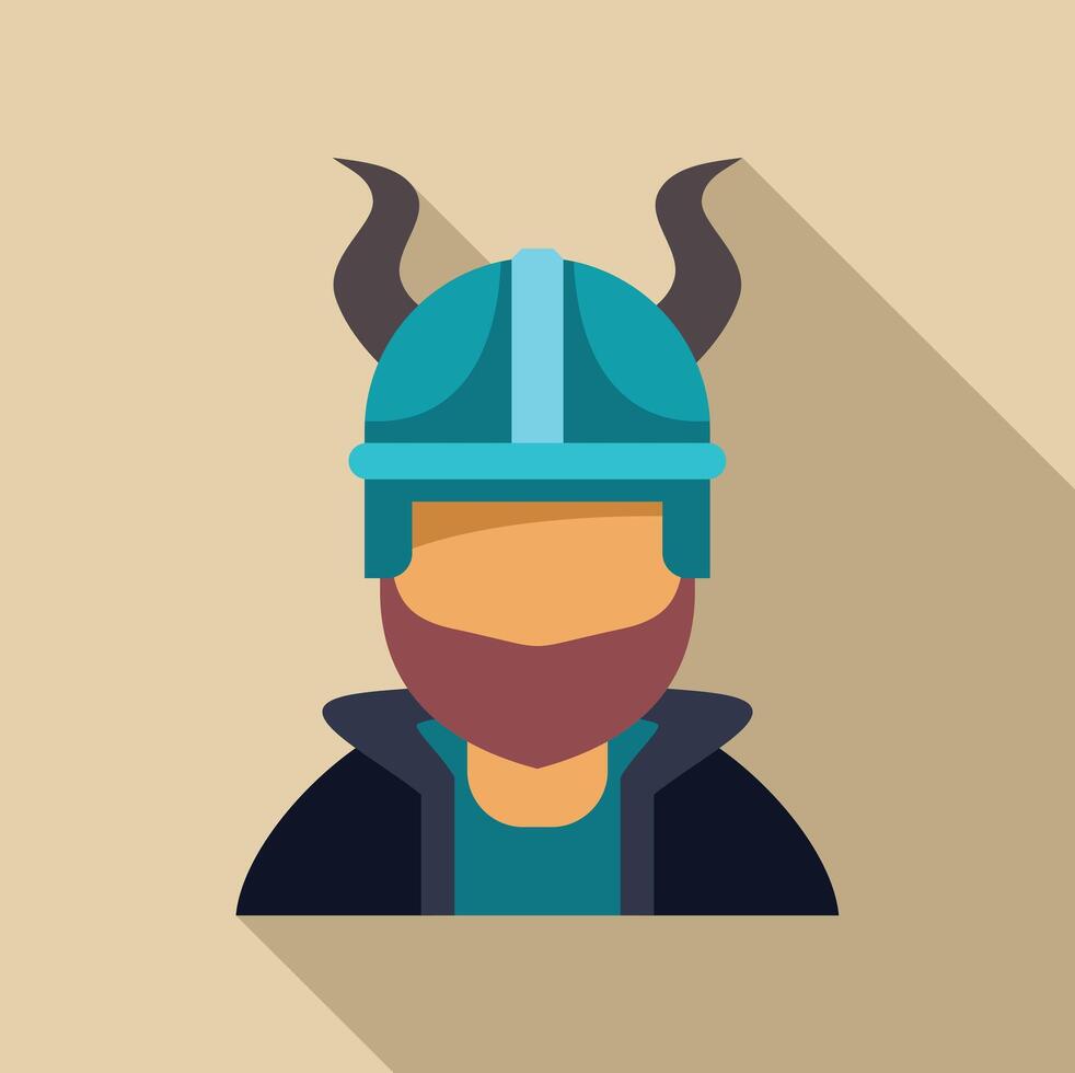 Viking warrior with helmet and horns, modern and minimalist flat design illustration vector