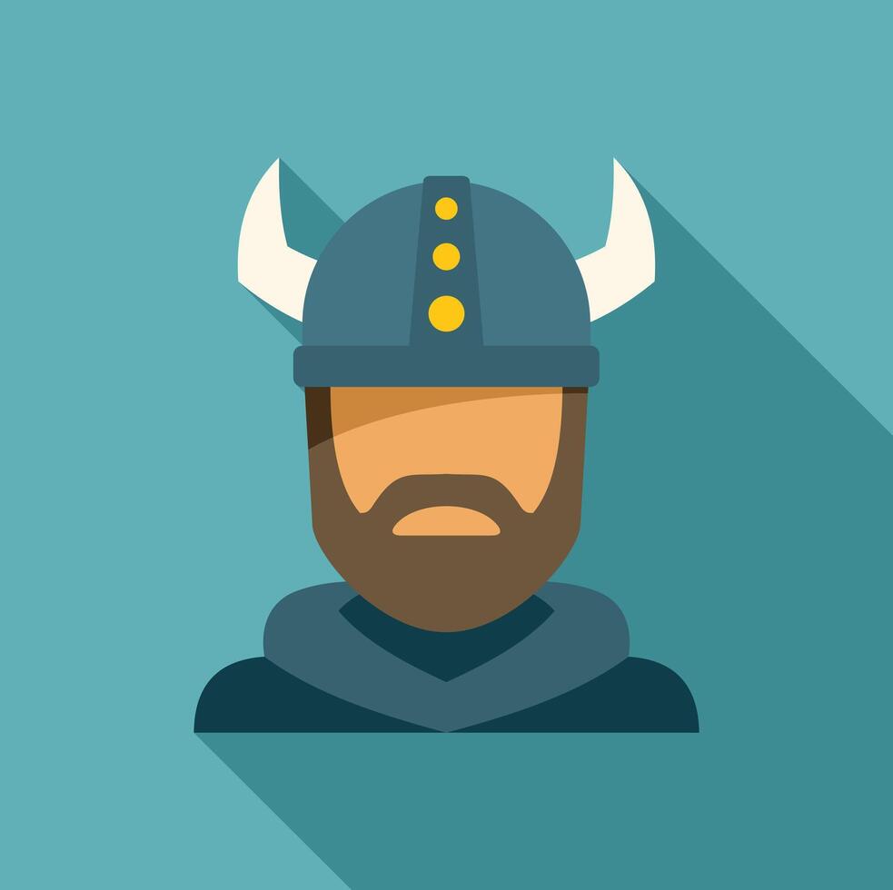 Portrait of a viking warrior wearing a horned helmet vector