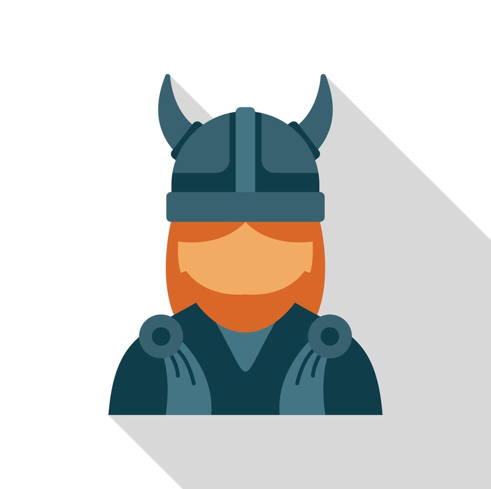 Viking warrior with helmet and beard in flat design style vector