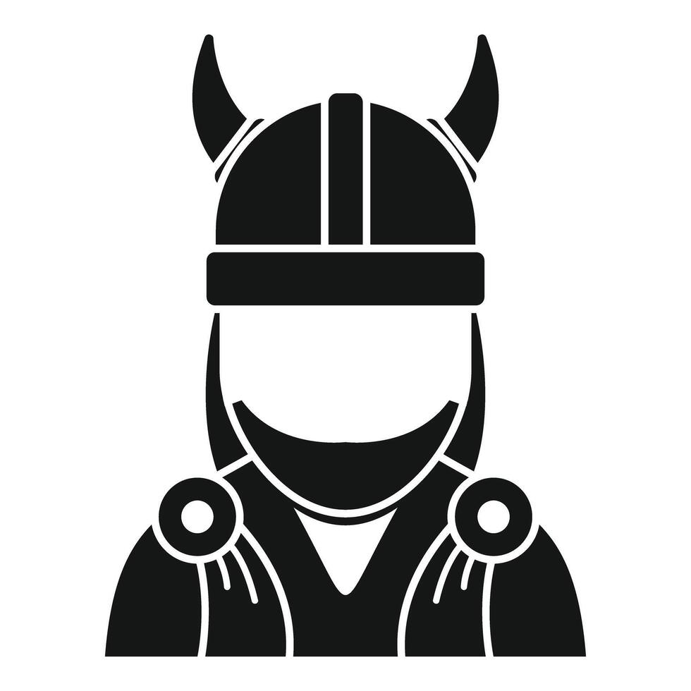 Viking warrior with helmet and horns, simple icon of scandinavian history vector