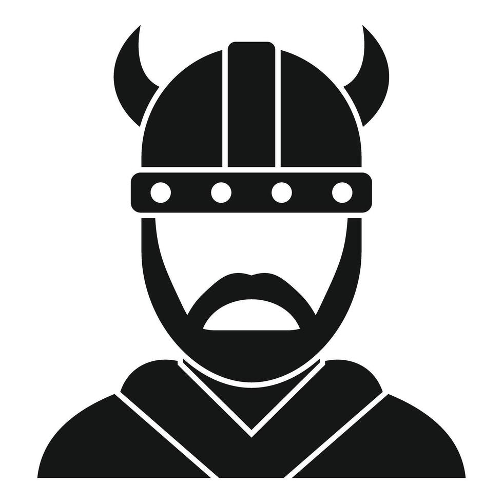 Viking with horned helmet and beard, ready for battle vector