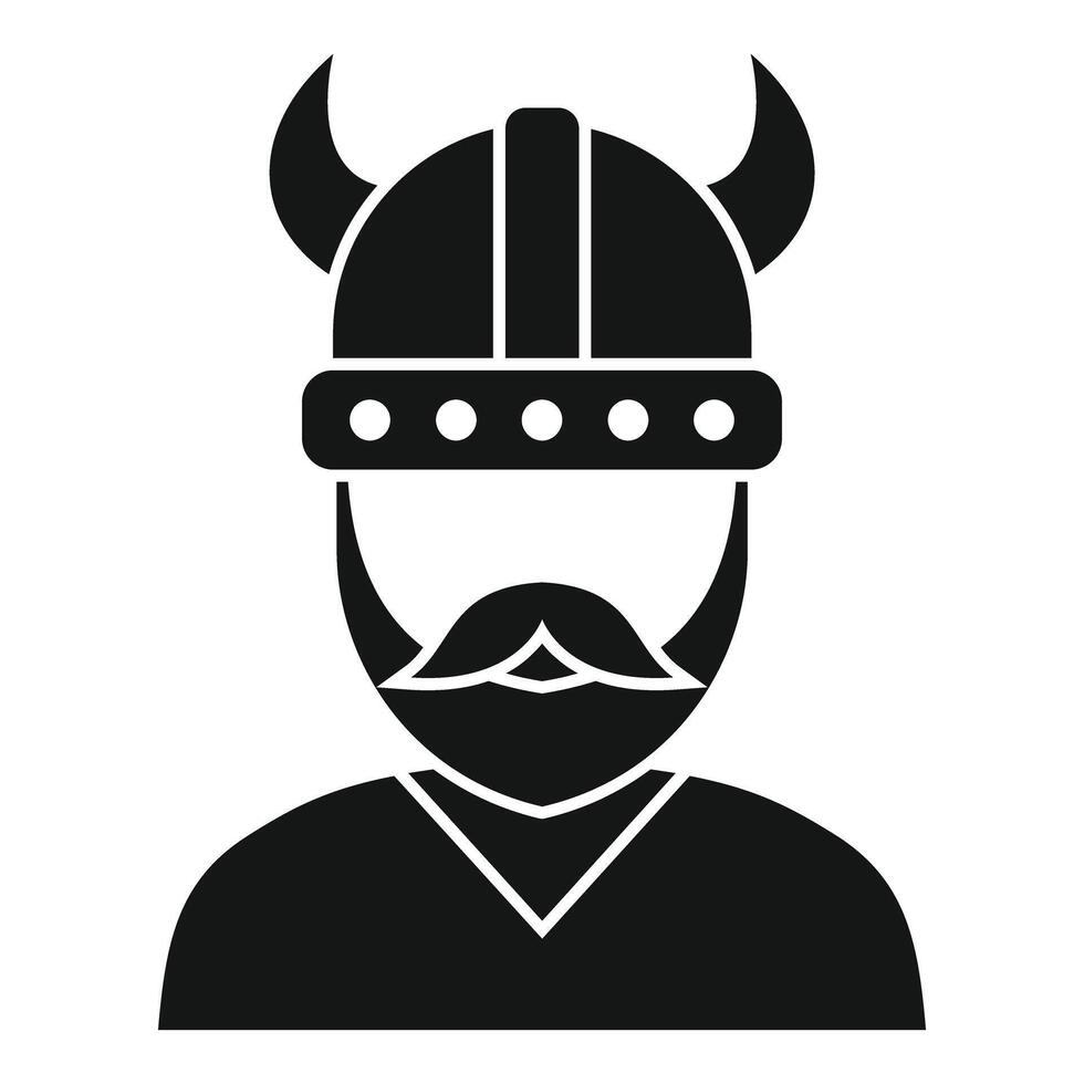 Bearded viking warrior wearing horned helmet, simple icon avatar vector