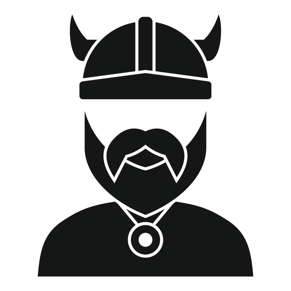 Bearded viking warrior wearing horned helmet and medallion vector