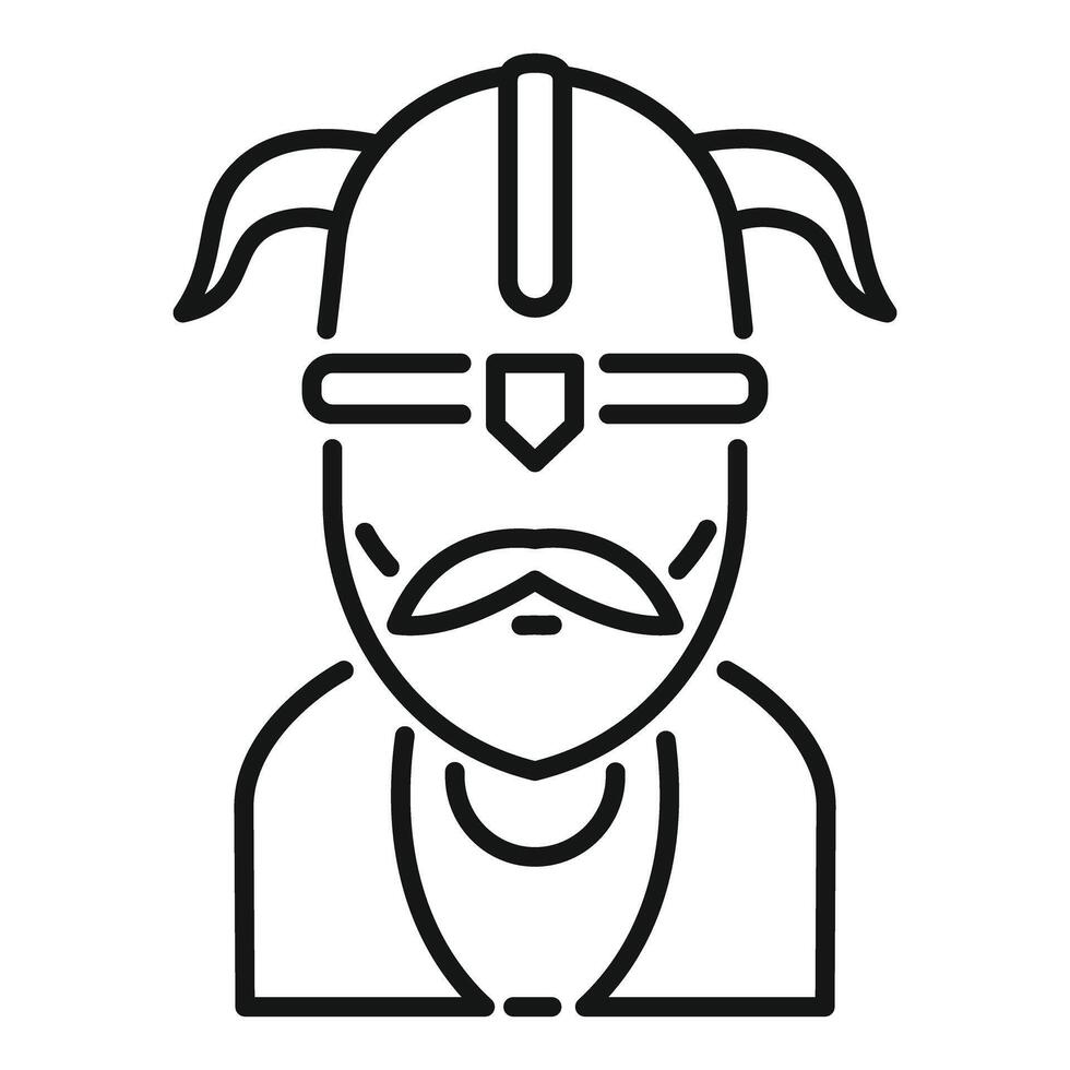 Bearded viking warrior wearing horned helmet and traditional armor vector