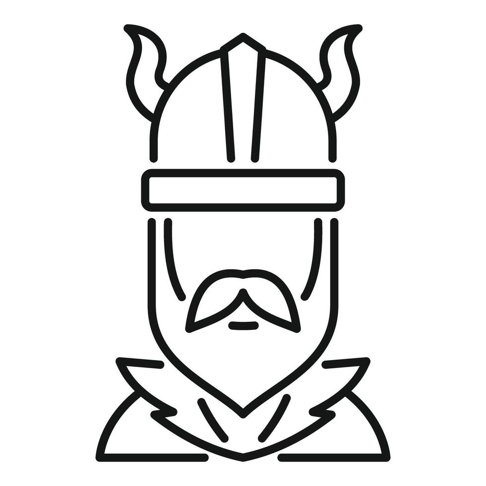 Viking warrior with helmet and beard in line art style vector