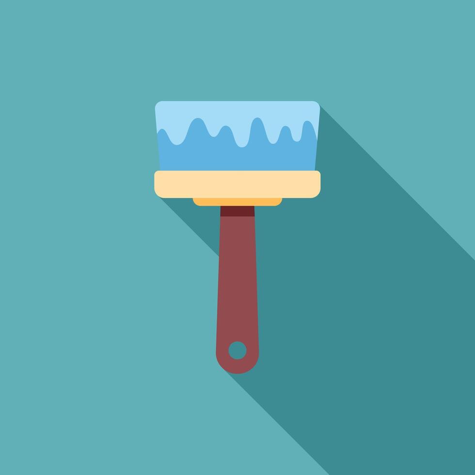 Paint brush with blue paint dripping, home repair and renovation concept vector