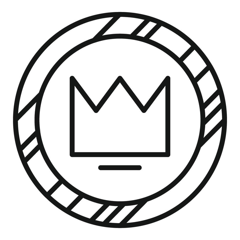 Crown symbol representing royalty, power, and authority inside striped circle vector