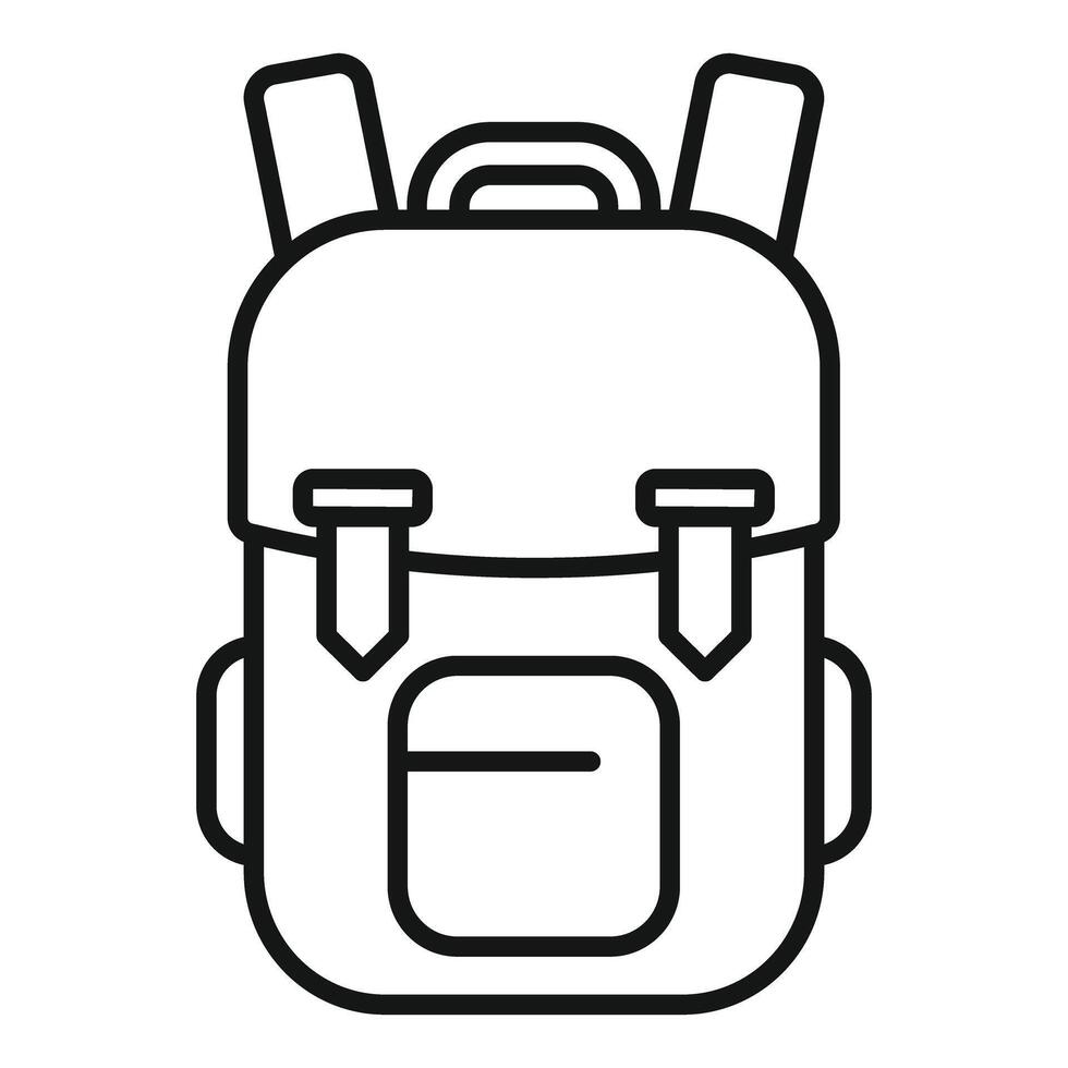 Hiking backpack with two sticks ready for mountain adventure vector