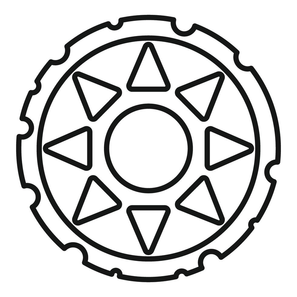 Bike chainring rotating showing eight triangles and central hole vector