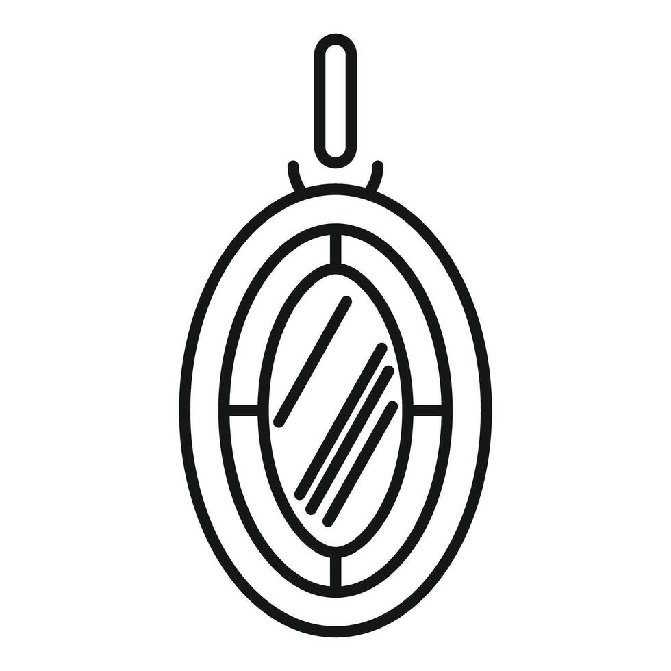 Oval mirror hanging on the wall reflecting light vector