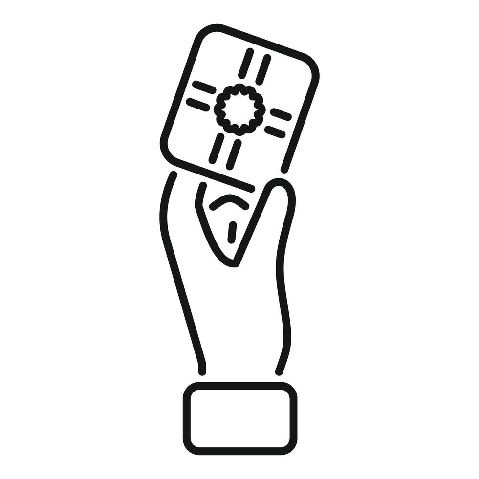 Hand holding contactless payment card for nfc transactions vector