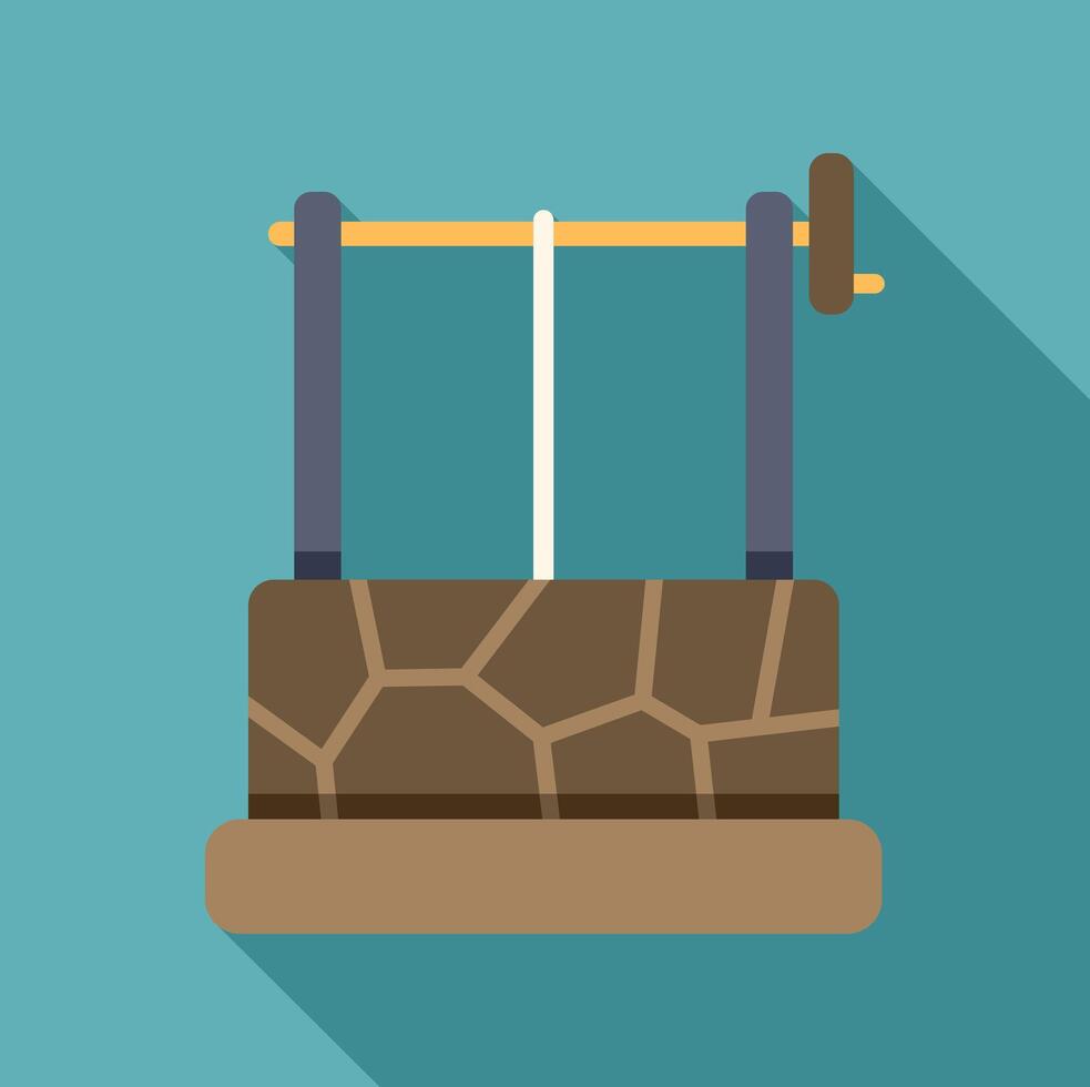Water well with stone and wooden bucket lifting system vector