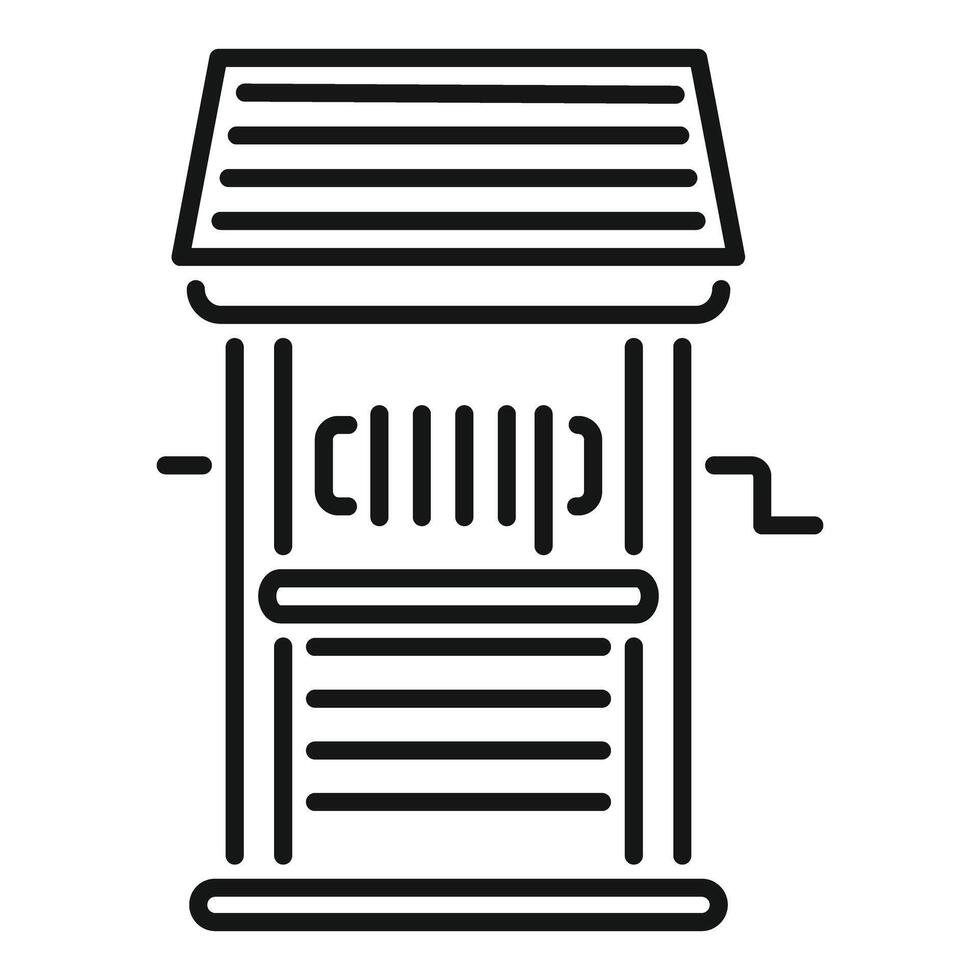 Water well with roof and bucket lifting mechanism line icon vector