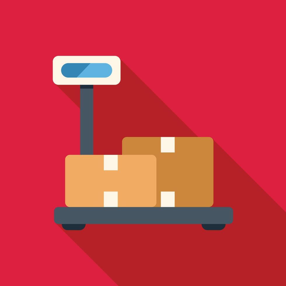 Warehouse scale weighing cardboard boxes, logistics and delivery vector