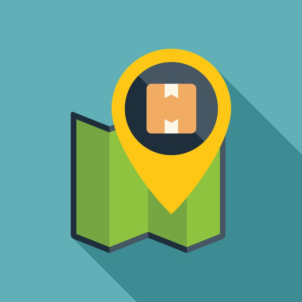 Location pin pointing delivery spot on folded map vector