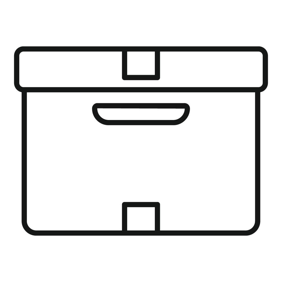 Closed cardboard box with label and handle for storage or shipping vector
