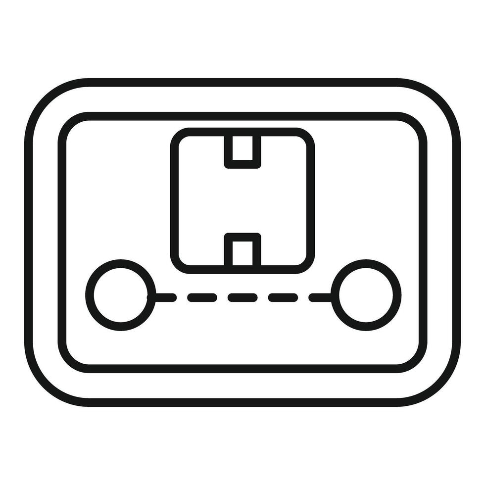 Parcel tracking app showing box moving along route on smartphone screen vector