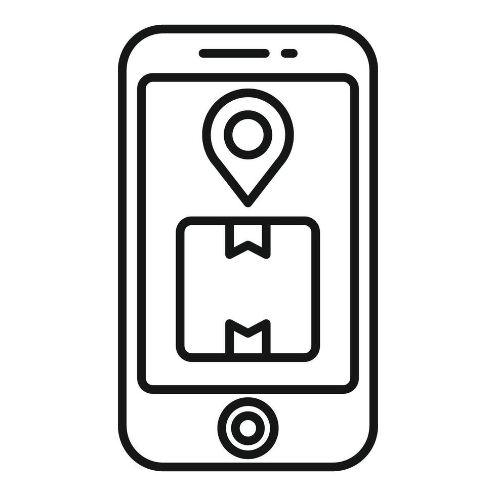 Smartphone showing parcel tracking app with location pin vector