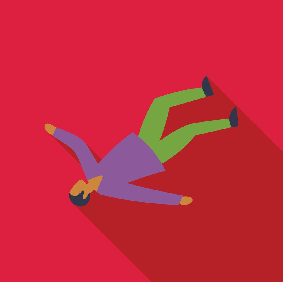 Man falling down on red background with long shadow vector