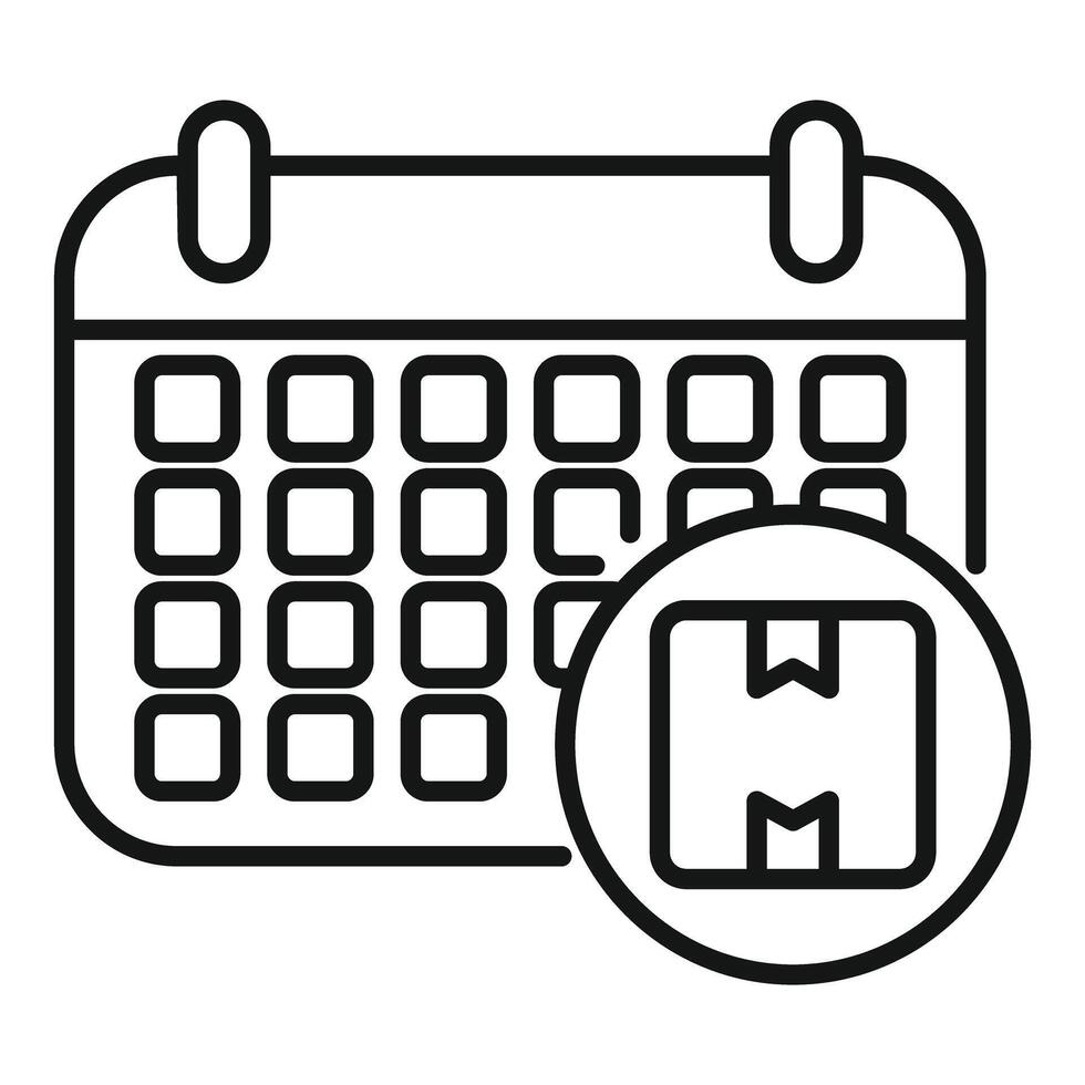Calendar and parcel box showing scheduled delivery time vector