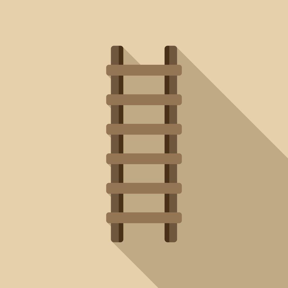 Wooden ladder leaning against wall with long shadow vector