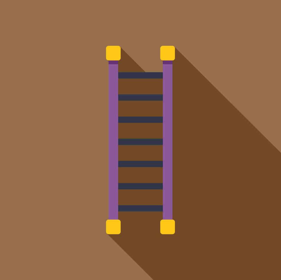 Purple ladder leaning against brown wall with long shadow vector