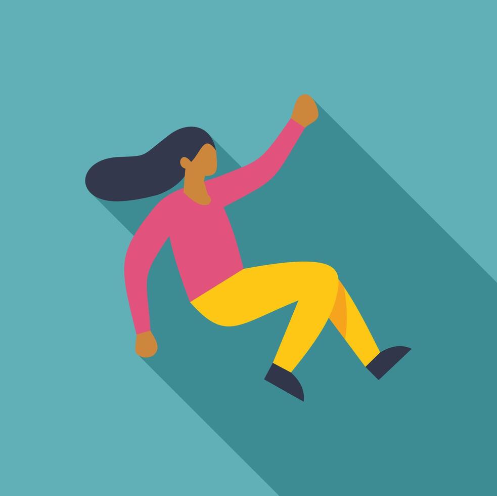 Young woman floating and reaching for something in the air vector