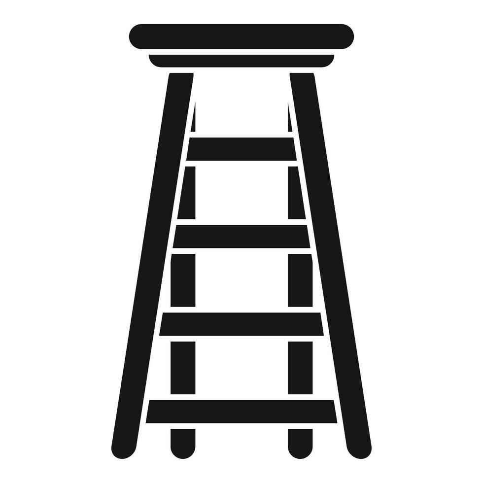 High wooden step stool with four steps for reaching upper shelves vector