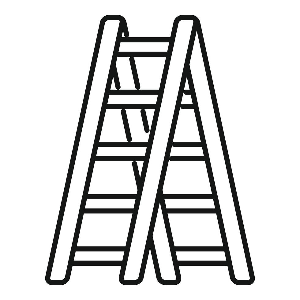 Step ladder standing on white background, simple line drawing vector