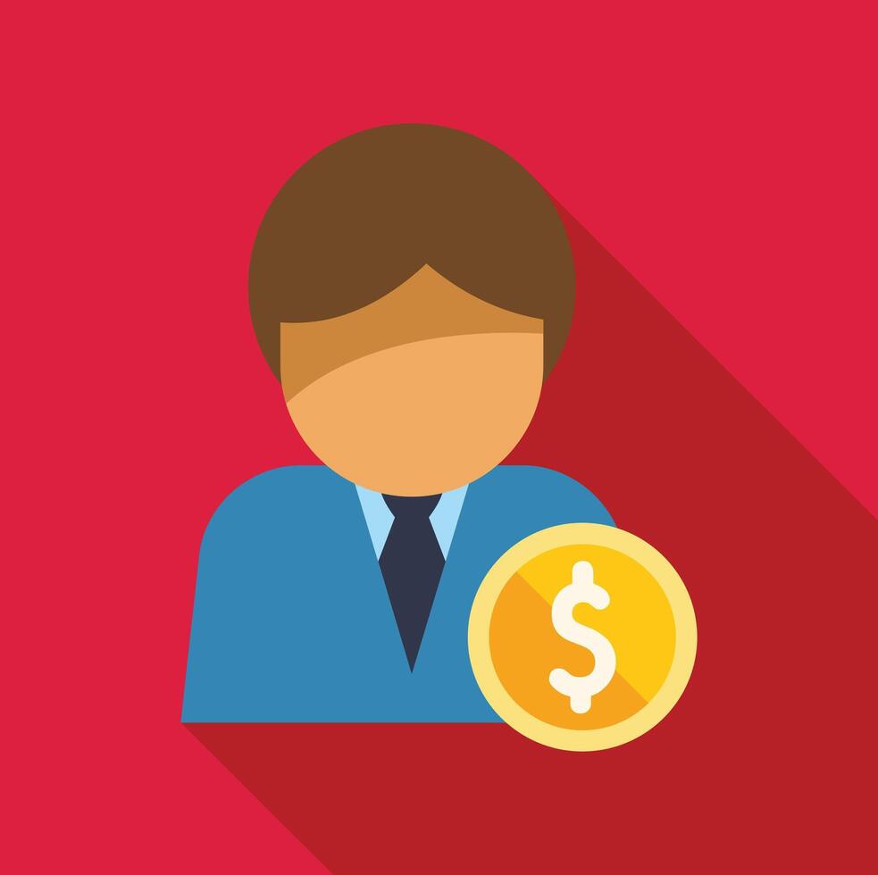 Businessman making money, earning dollar coin, profitable business investment vector