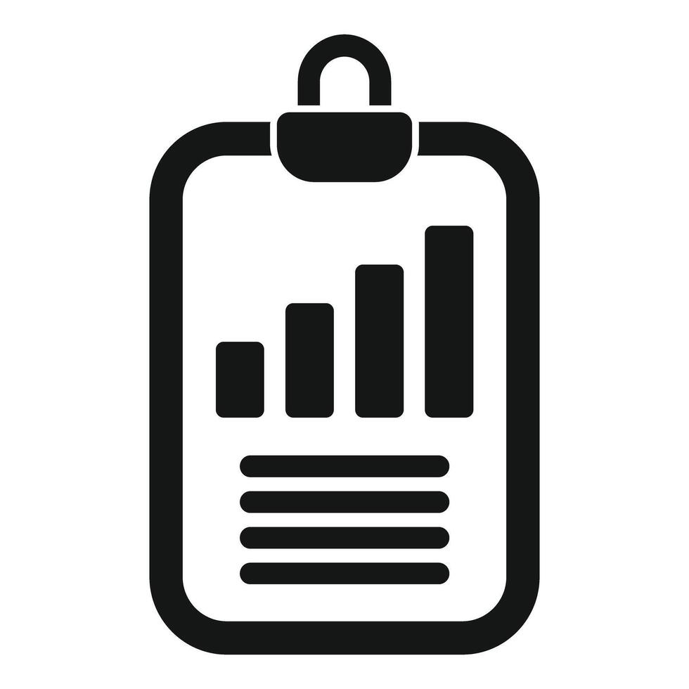 Clipboard showing growing bar graph and text lines icon vector