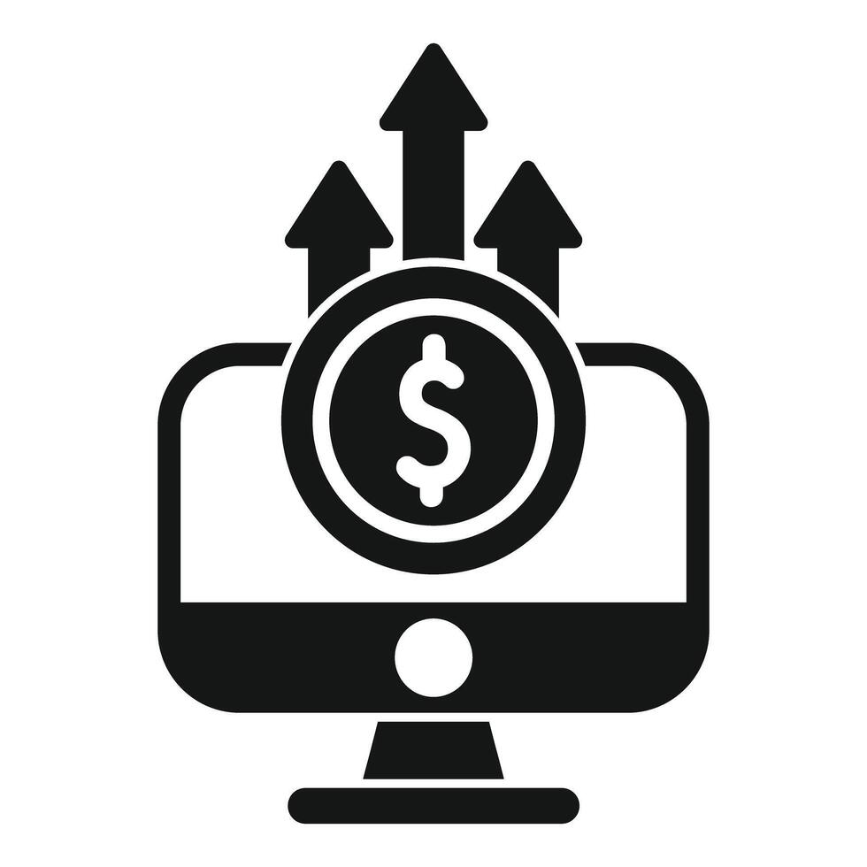 Online earning increasing with upward trending arrows on computer screen vector