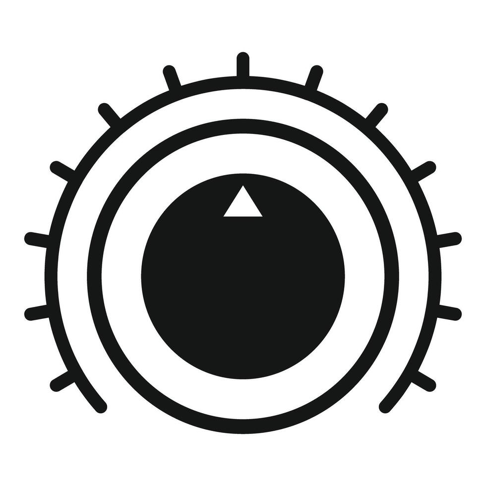 Control knob showing maximum setting with triangle indicator pointing upwards vector