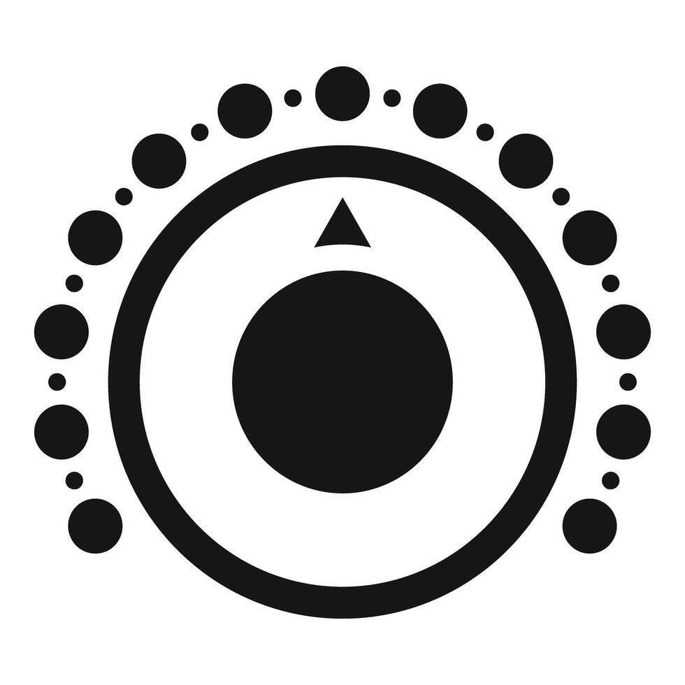 Round control knob with dots increasing volume or level vector