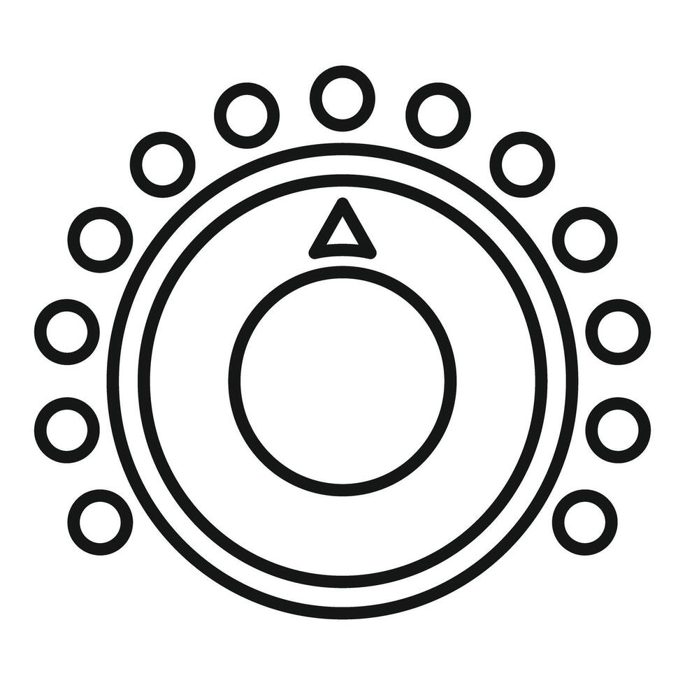 Round control knob with dots increasing and decreasing volume or level vector