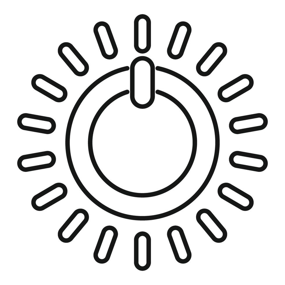 Power button emitting light beams symbolizing energy and activation vector