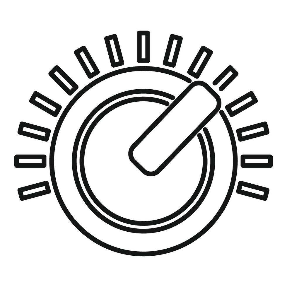 Round control knob with rays increasing power setting icon vector