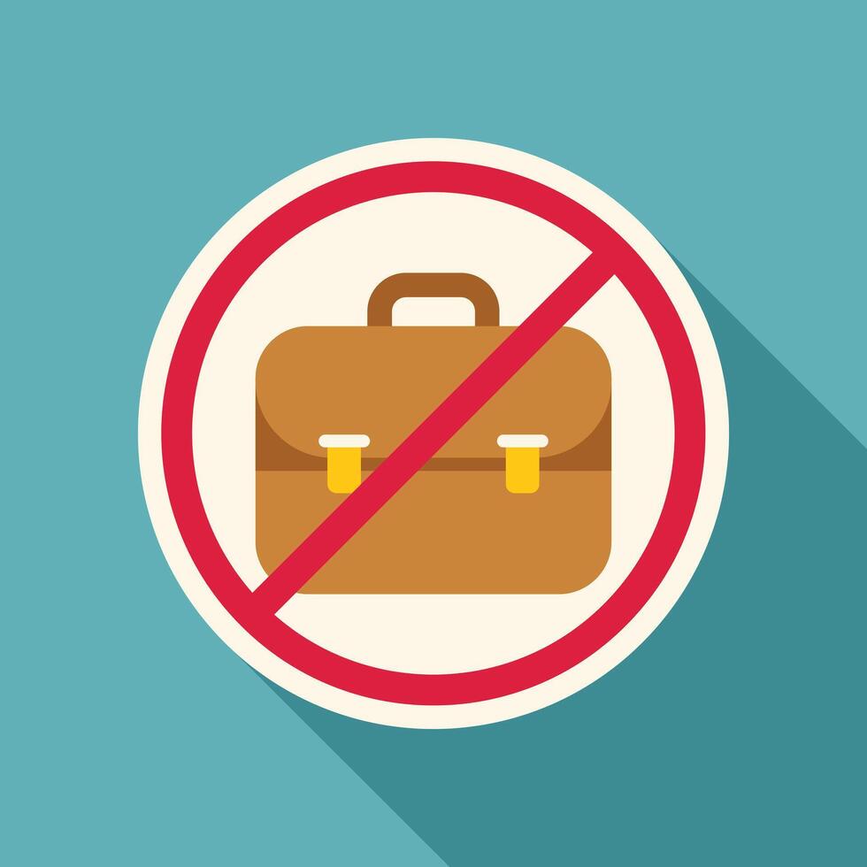 No briefcase allowed sign depicting prohibition of work or business vector