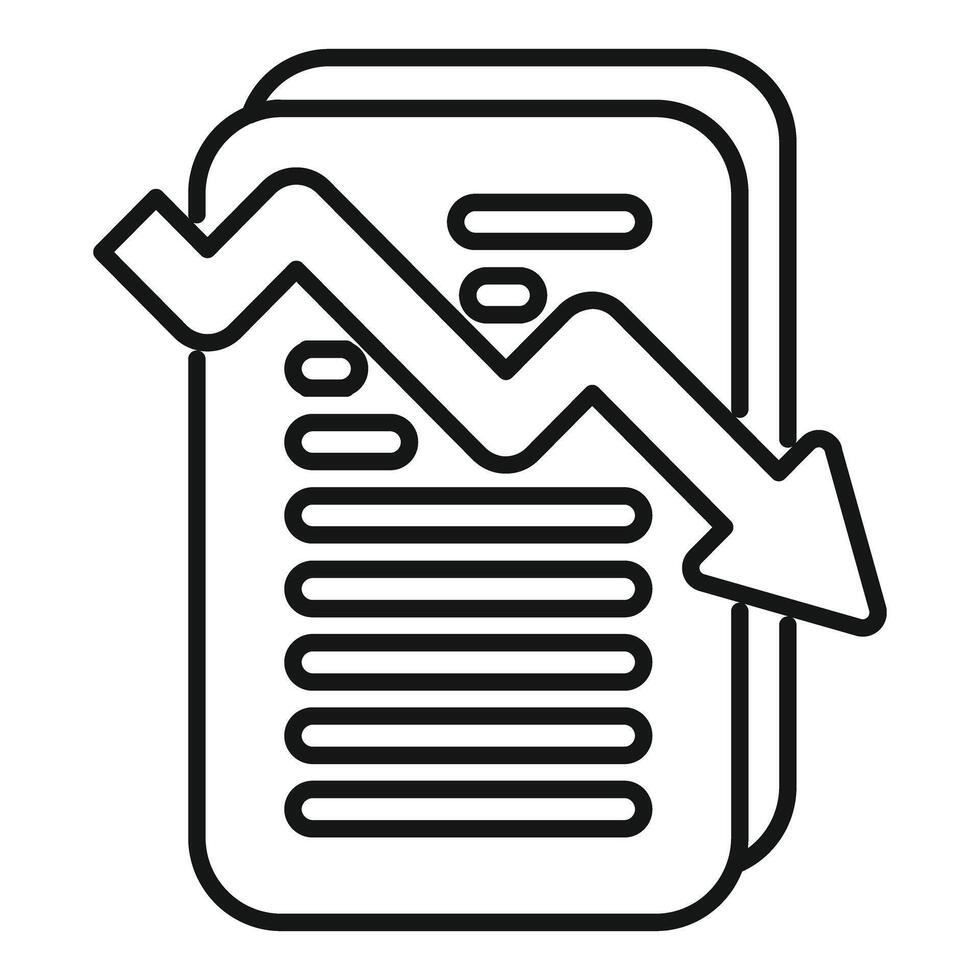 Decreasing arrow symbolizing negative financial report icon vector