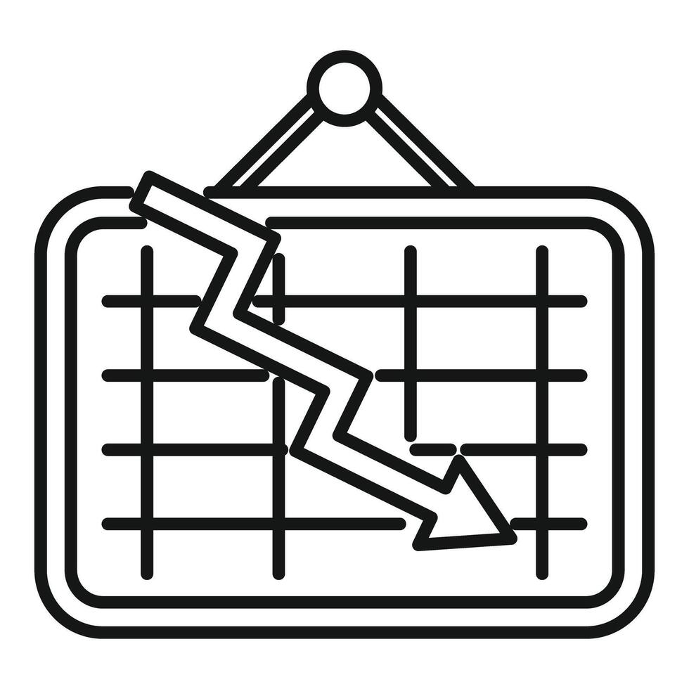 Hanging chart showing economic crisis with falling arrow and grid vector