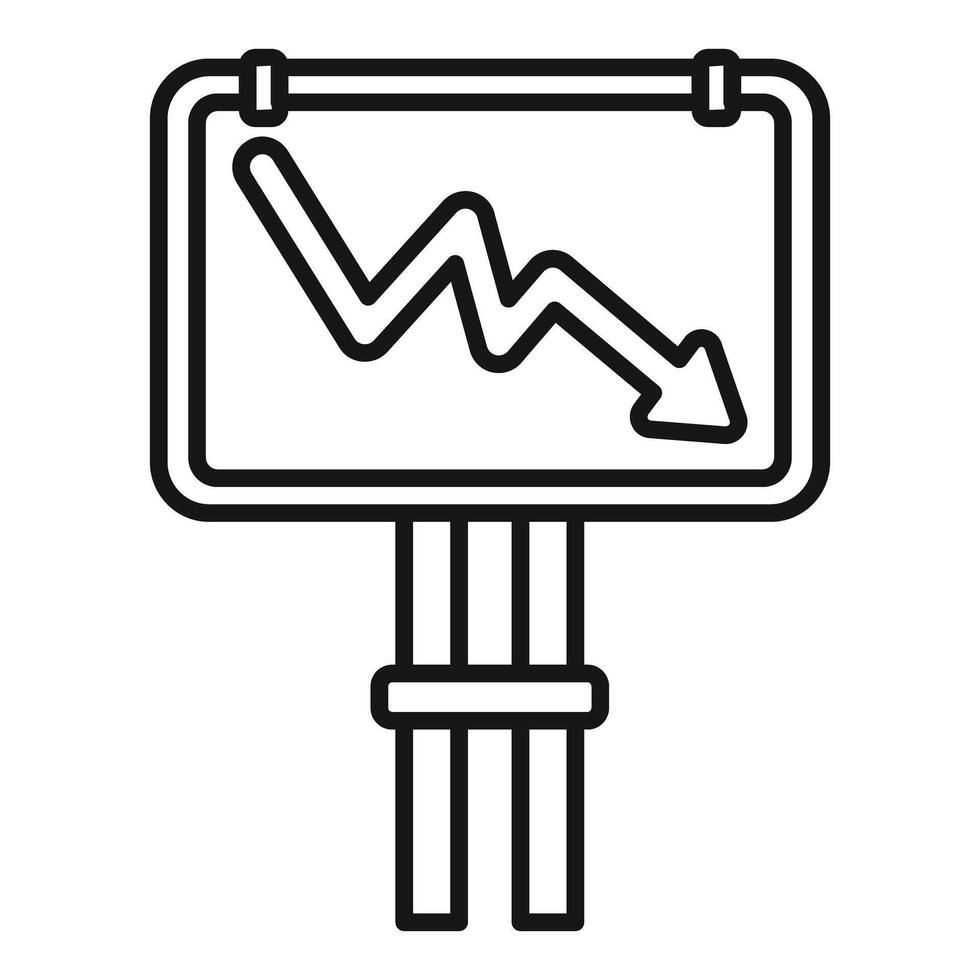 Decreasing arrow chart on billboard showing financial crisis vector