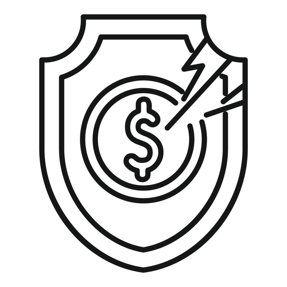 Shield protecting dollar coin from lightning strike symbolizing financial security vector