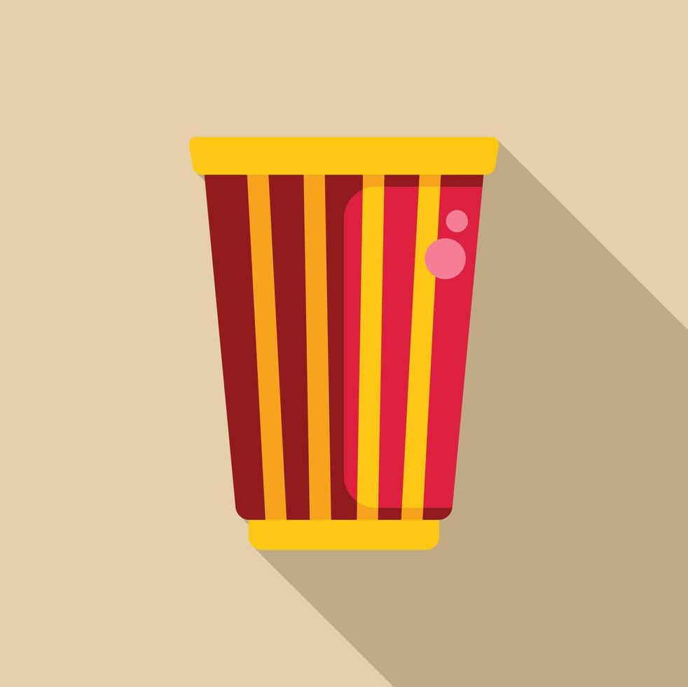 Striped paper cup with bubbles representing soda or juice vector